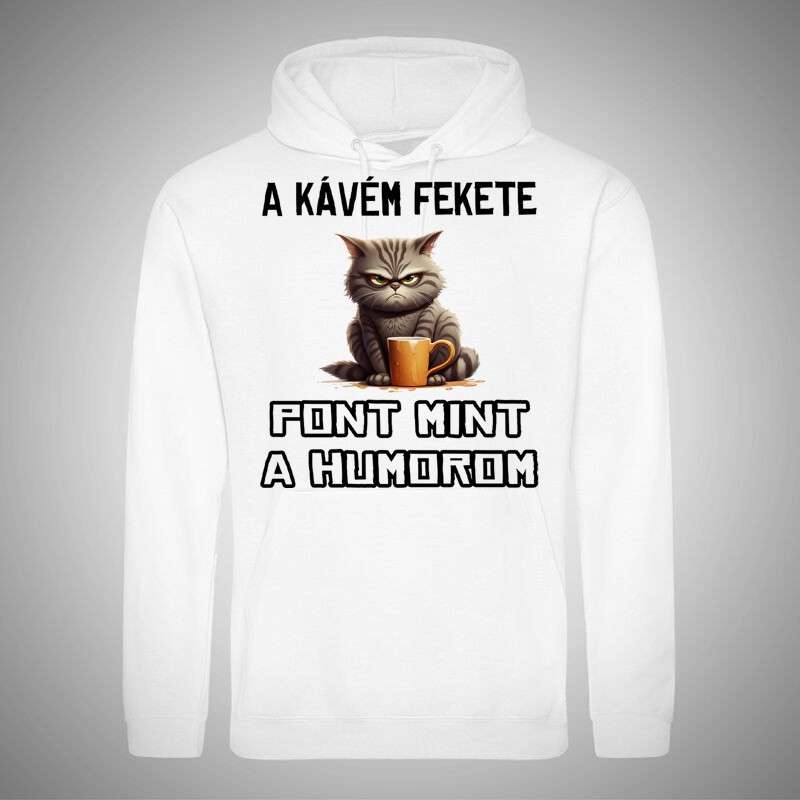 Férfi Kapucnis Pulcsi A Kávém Fekete Macska