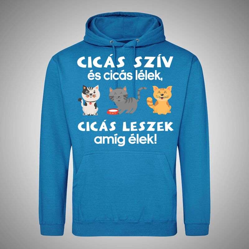 Férfi Kapucnis Pulcsi Cicás Szív