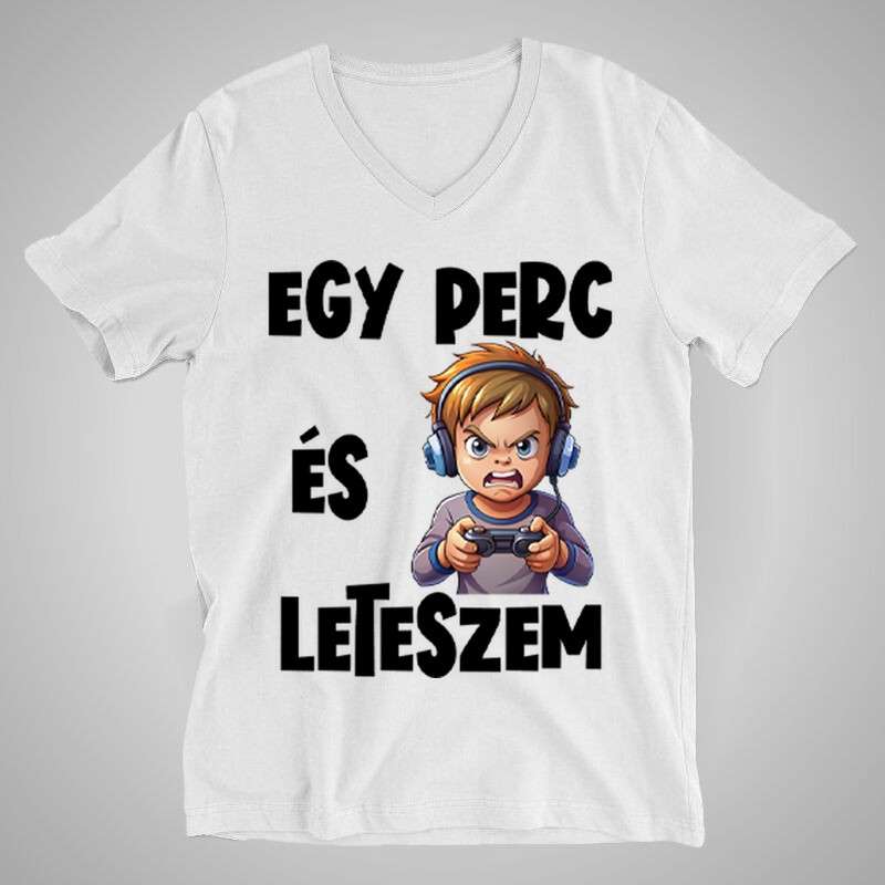 Férfi V-nyakú póló Egy Perc És Leteszem