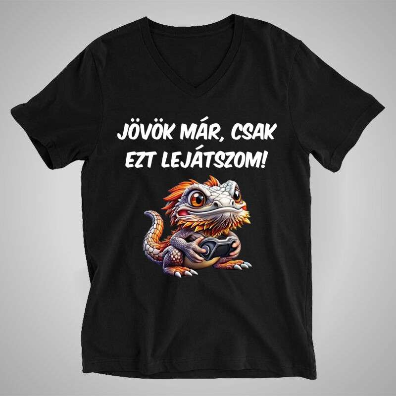 Férfi V-nyakú póló Jövök Már Csak Ezt Lejátszom