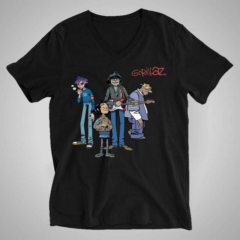Férfi V-nyakú póló Gorillaz