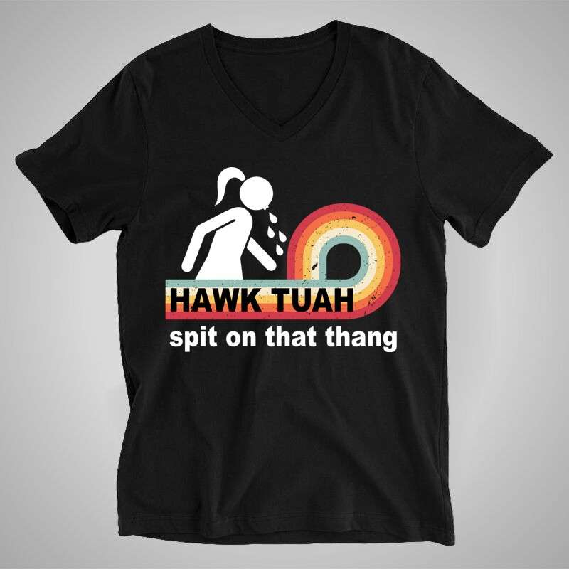 Férfi V-nyakú póló Hawk Tuah Spit On That Thang