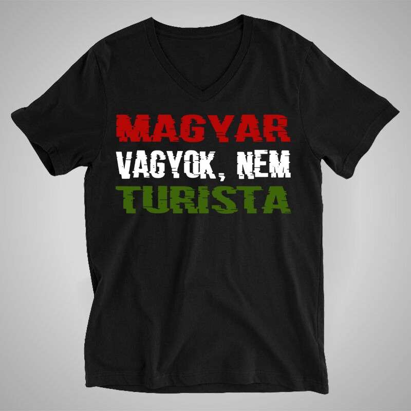 Férfi V-nyakú póló Magyar Vagyok Nem Turista