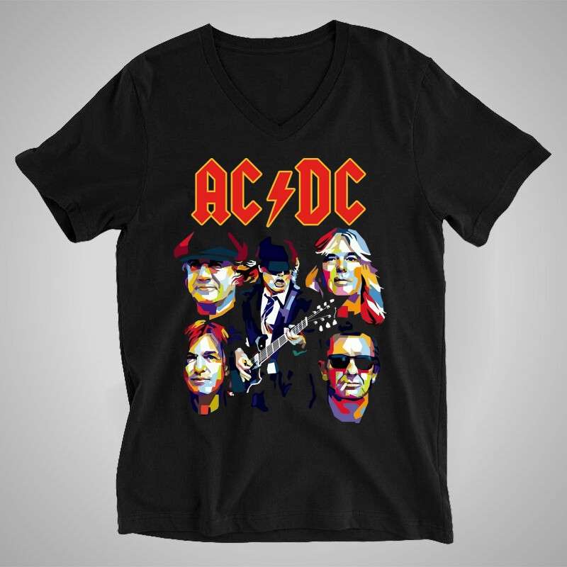 Férfi V-nyakú póló ACDC ART