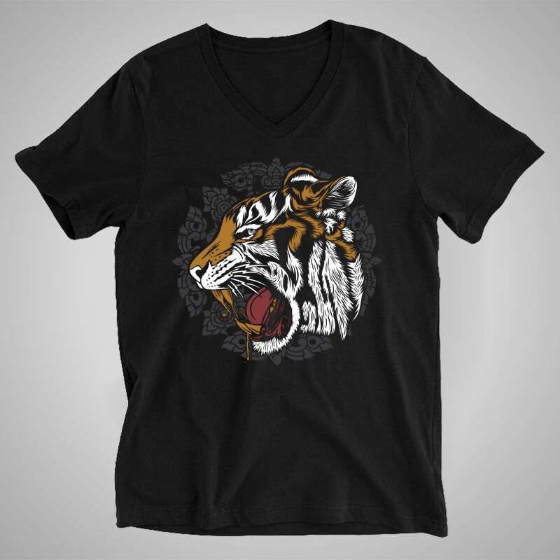 Férfi V-nyakú póló Tigris