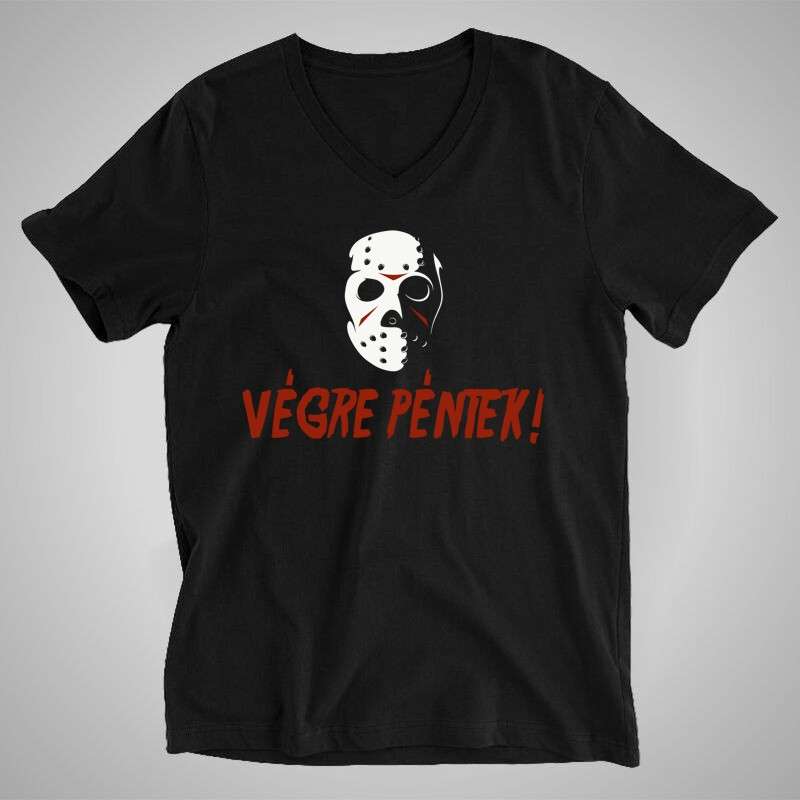 Férfi V-nyakú póló Péntek 13 Végre Péntek