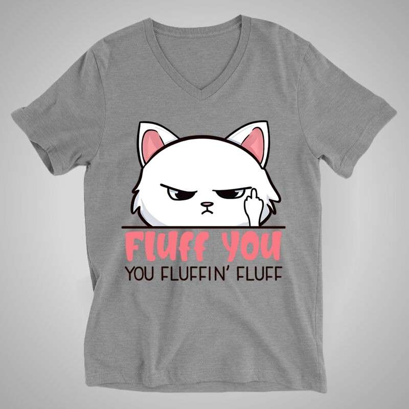 Férfi V-nyakú póló Fluff You Cat