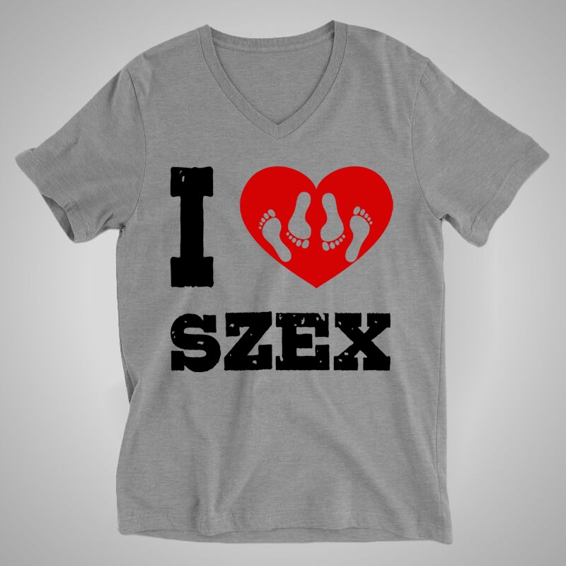 Férfi V-nyakú póló I Love Szex