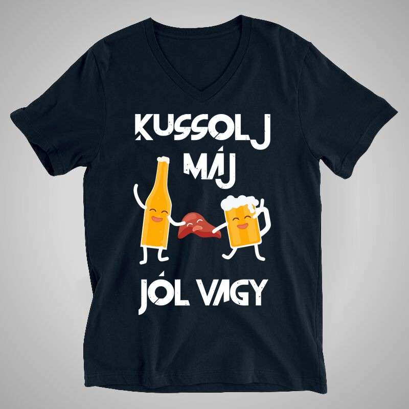 Férfi V-nyakú póló Kussolj Máj