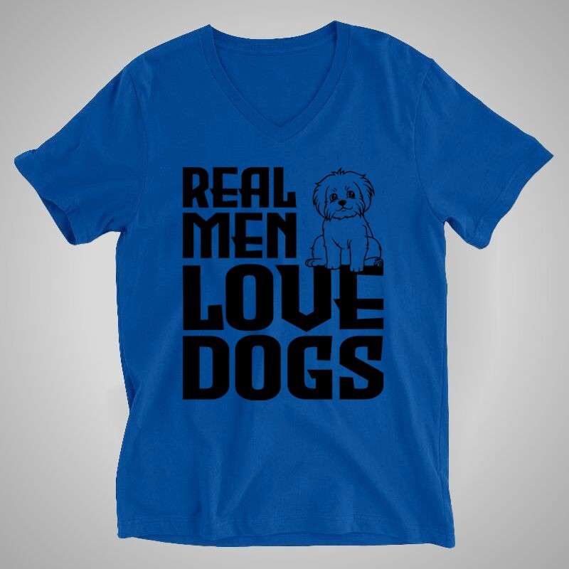 Férfi V-nyakú póló Real Men Love Dogs