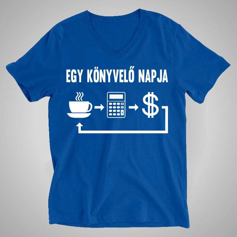 Férfi V-nyakú póló Egy Könyvelő Napja