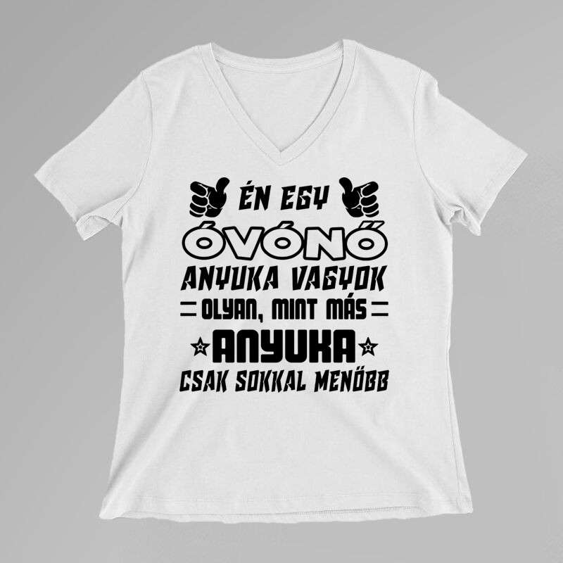 Női V-nyakú póló Én Egy ÓVÓNŐ Anyuka Vagyok