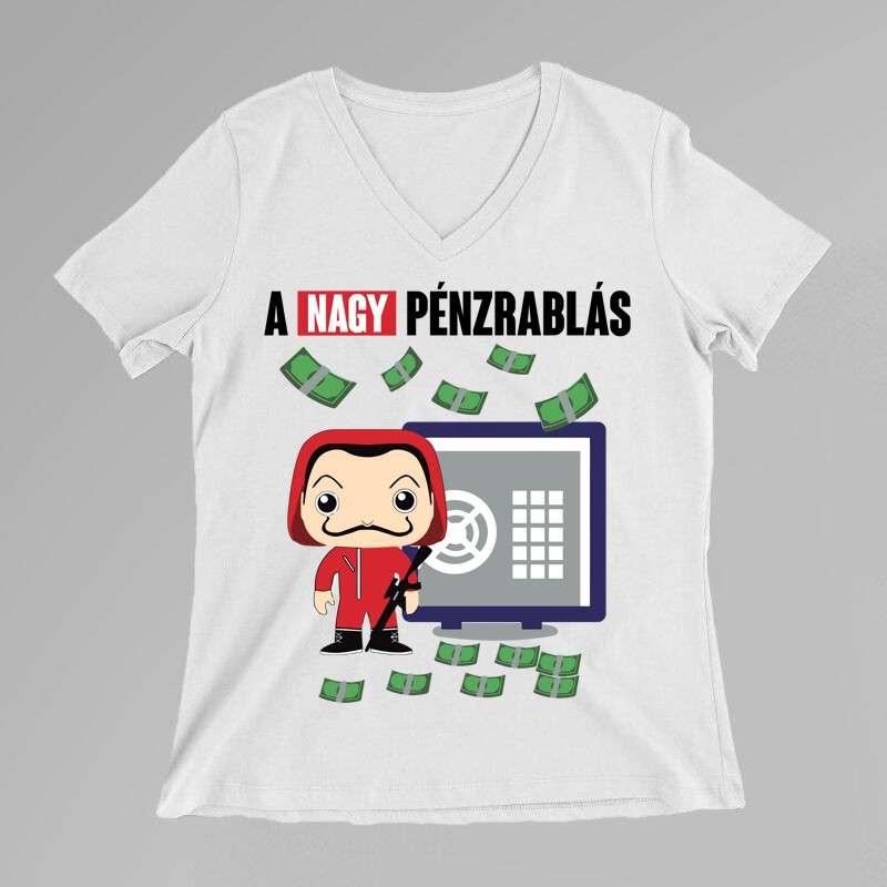 Női V-nyakú póló A Nagy Pénzrablás