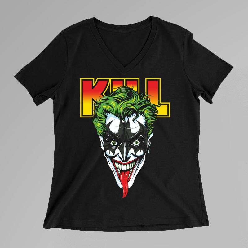 Női V-nyakú póló Joker Kill