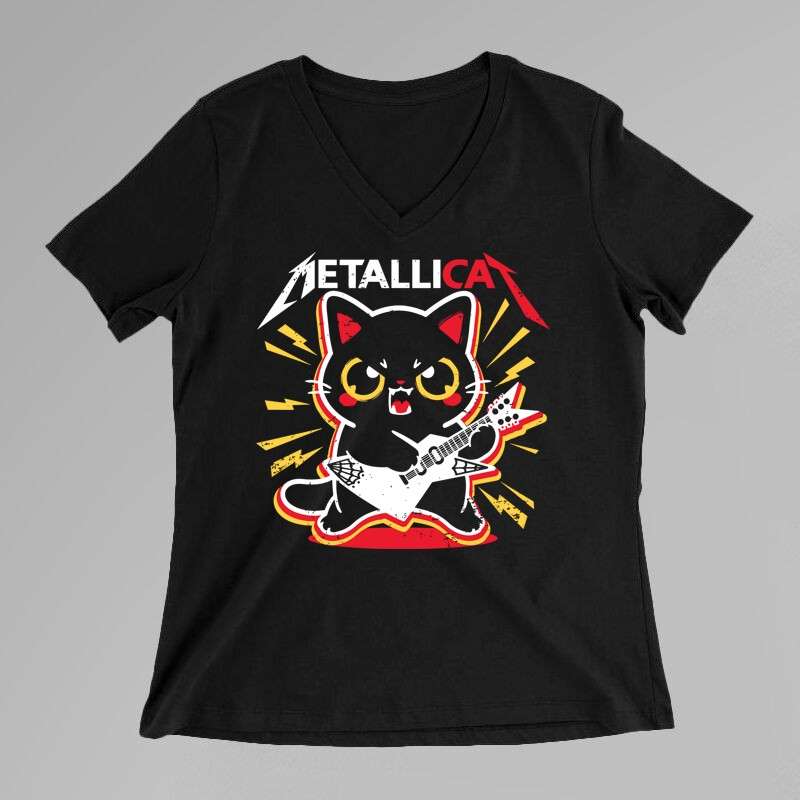 Női V-nyakú póló Metallicat
