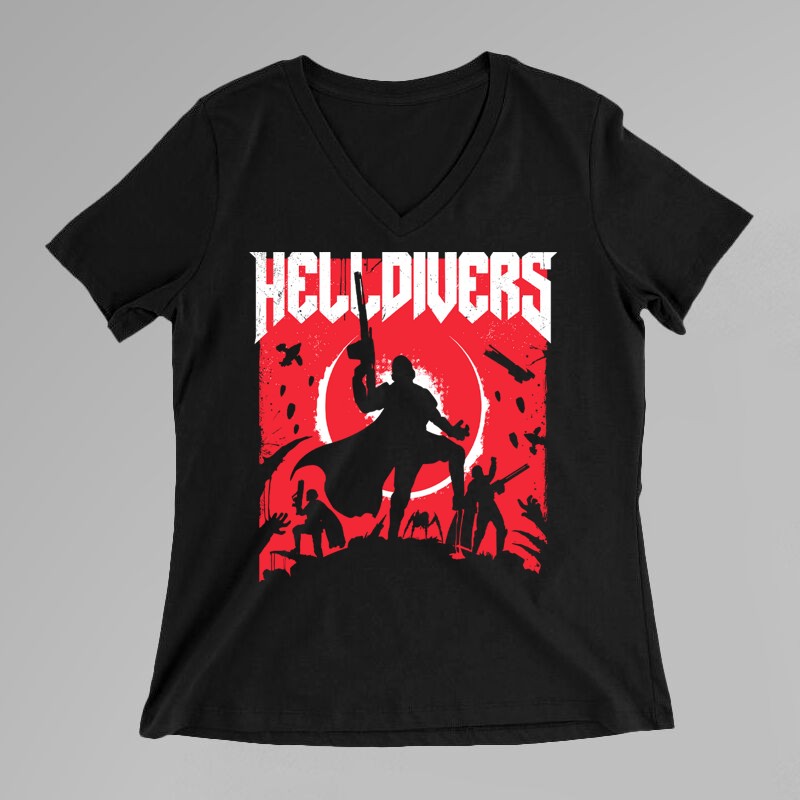 Női V-nyakú póló Helldivers
