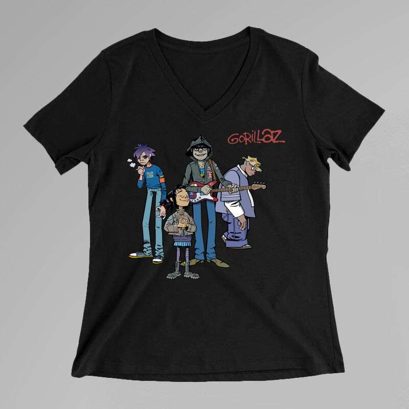 Női V-nyakú póló Gorillaz