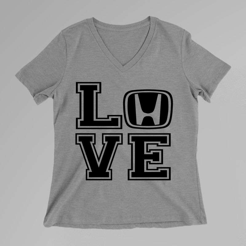Női V-nyakú póló Love Honda