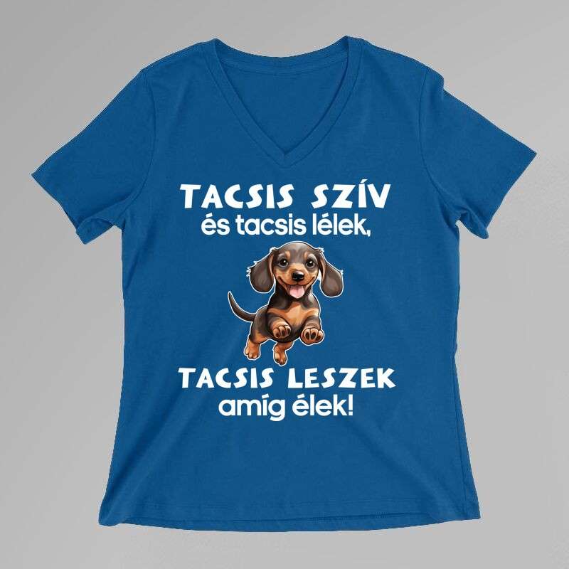 Női V-nyakú póló Tacsis Szív És Tacsis Lélek