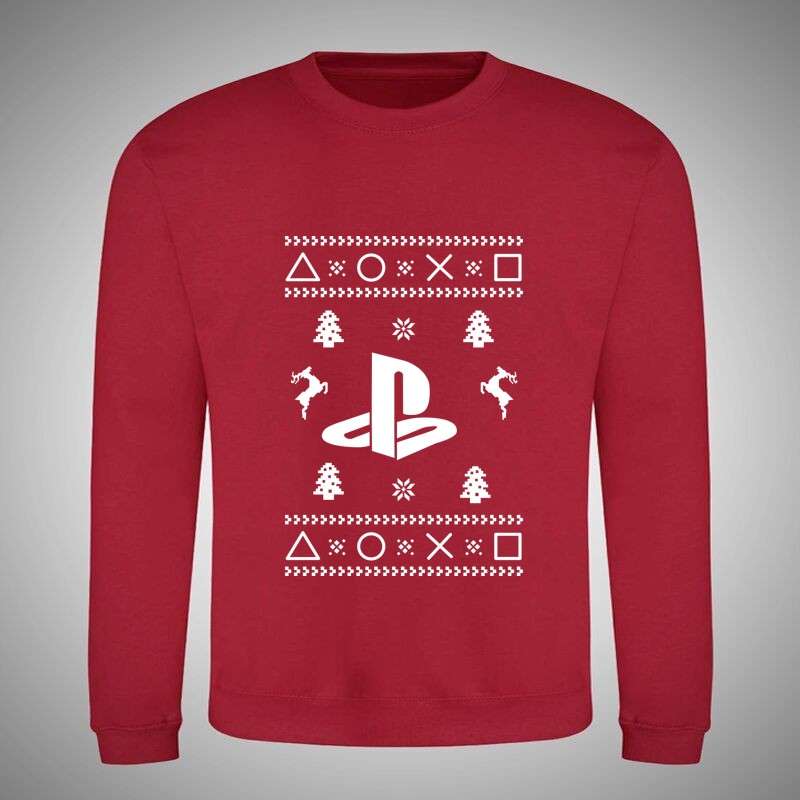 Kerek nyakú pulcsi Playstation Karácsony