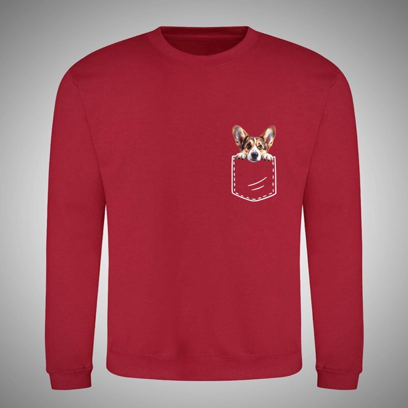 Kerek nyakú pulcsi Cardigan Welsh Corgi Zseb