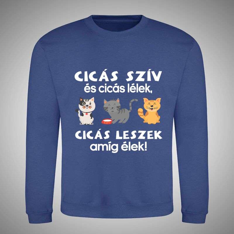 Kerek nyakú pulcsi Cicás Szív