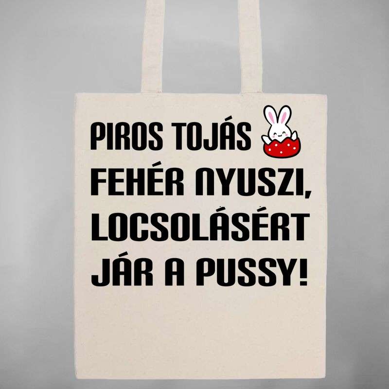 Pamut bevásárló táska Piros Tojás Fehér Nyuszi