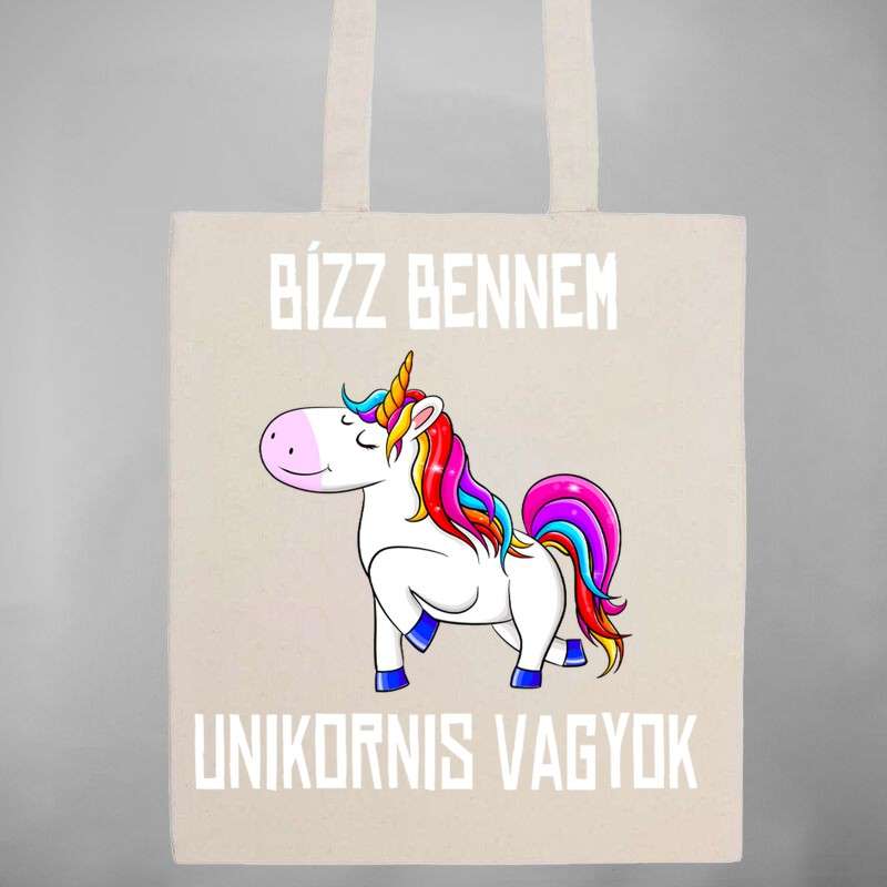 Pamut bevásárló táska Bízz Bennem Unikornis Vagyok