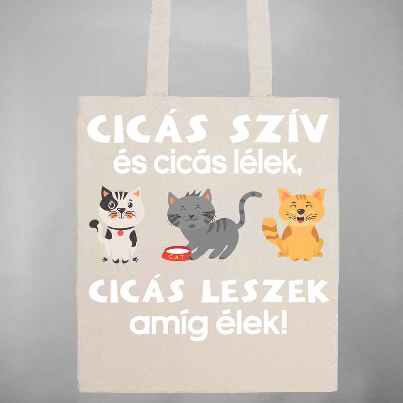 Pamut bevásárló táska Cicás Szív