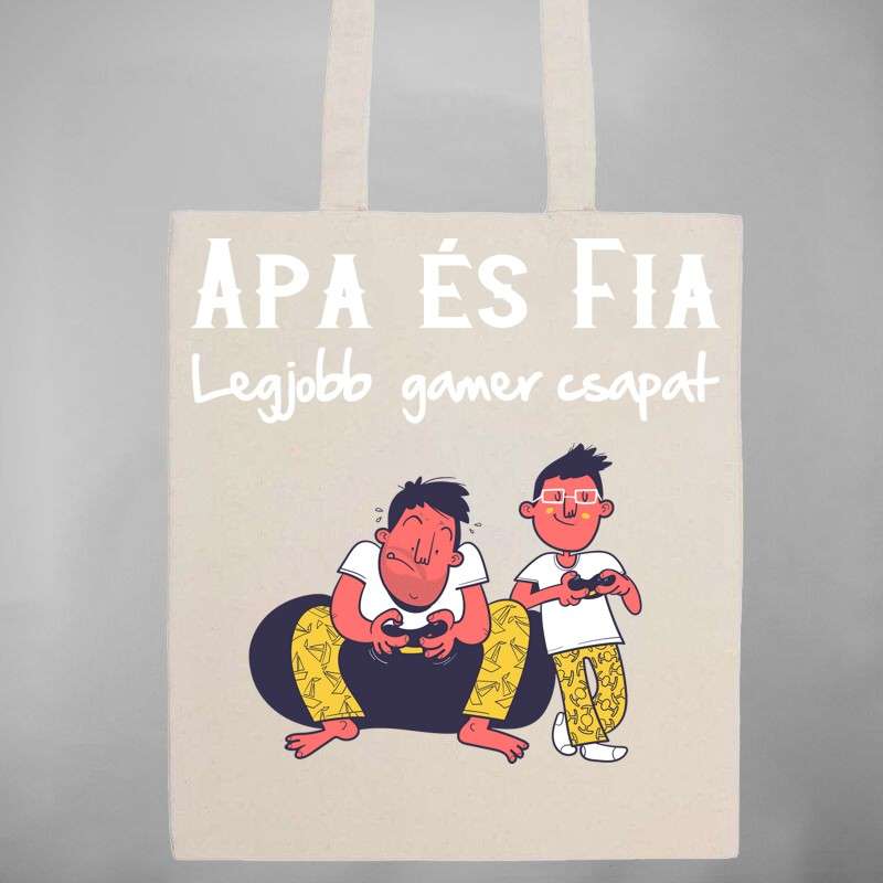 Pamut bevásárló táska Apa És Fia Legjobb Gamer Csapat