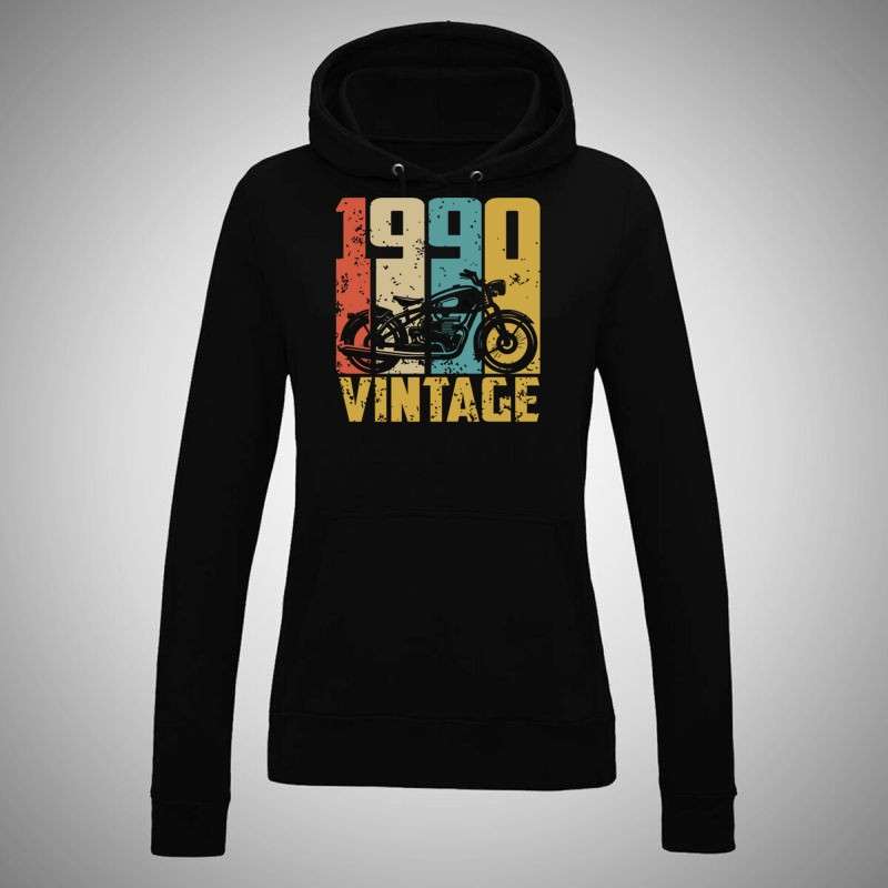 Női kapucnis pulóver Motor Vintage Születésnap 1990