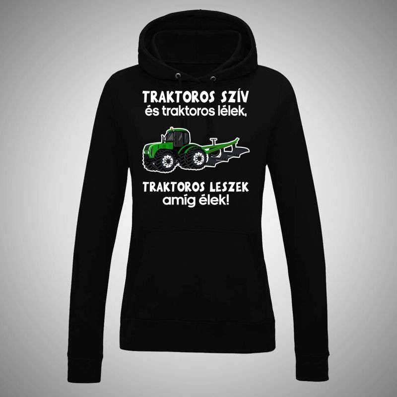 Női kapucnis pulóver Traktoros Szív És Traktoros Lélek