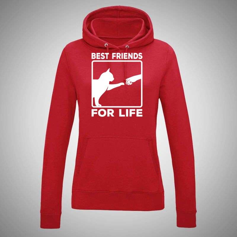 Női kapucnis pulóver Best Friends For Life Cat