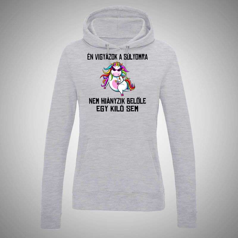 Női kapucnis pulóver Én Vigyázok A Súlyomra Unikornis