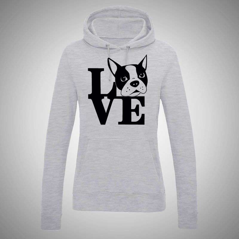 Női kapucnis pulóver Love Francia Bulldog
