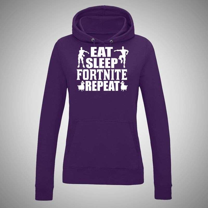 Női kapucnis pulóver Eat Sleep Fortnite