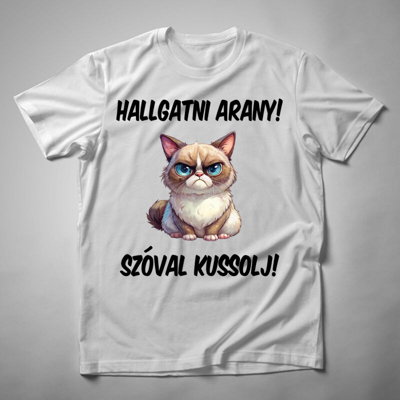 Férfi póló Hallgatni Arany Macska