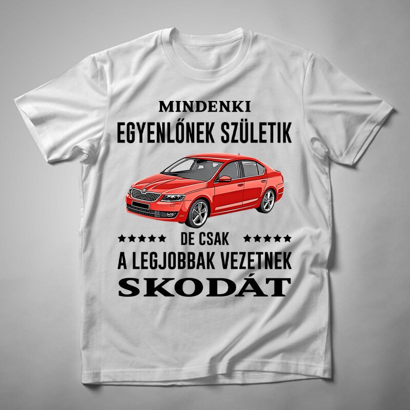 Férfi póló Mindenki Egyenlőnek Születik SKODA