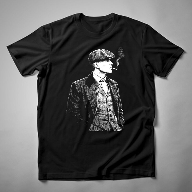 Férfi póló Tommy Shelby Fekete Fehér