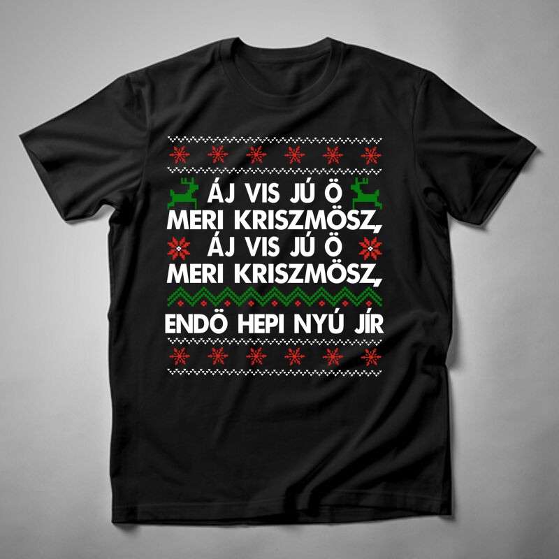 Férfi póló Áj Vis Jú Ö Meri Kriszmösz