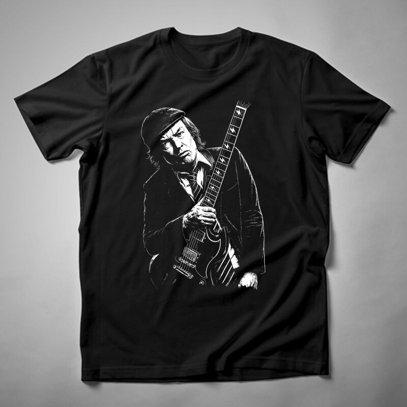 Férfi póló Angus Young Gitár