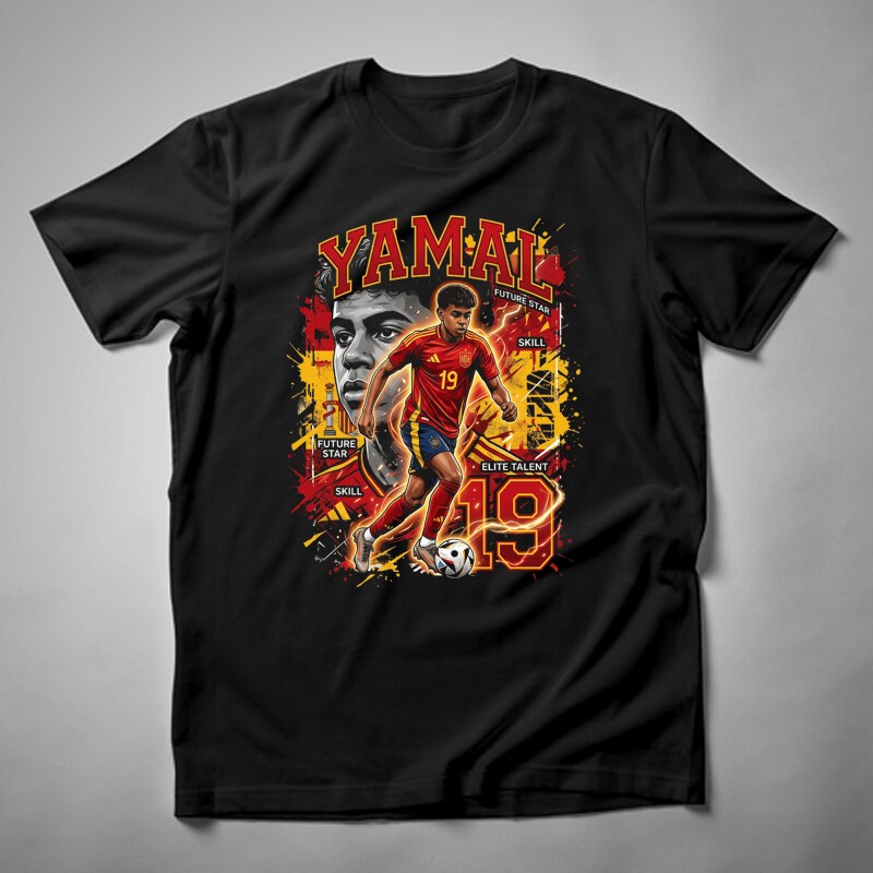 Férfi póló Lamine Yamal Spanyol Bootleg