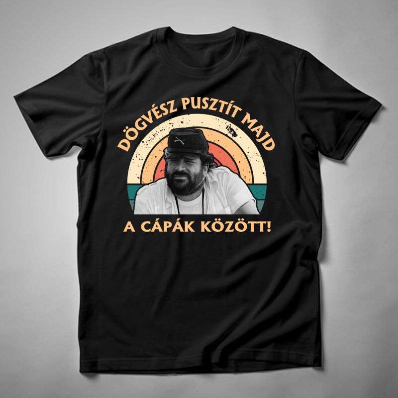 Férfi póló Dögvész Pusztít Majd A Cápák Között
