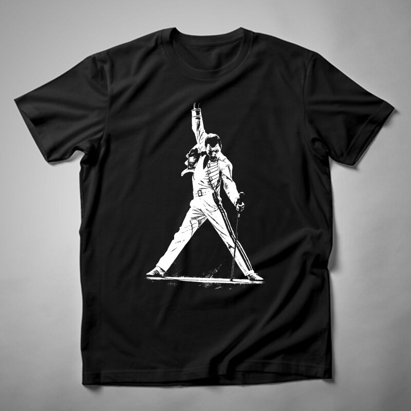 Férfi póló Freddie Mercury Fekete Fehér