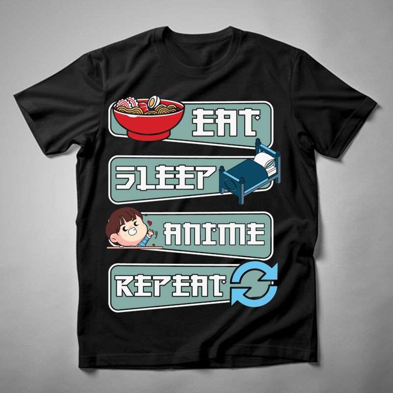 Férfi póló Eat Sleep Anime