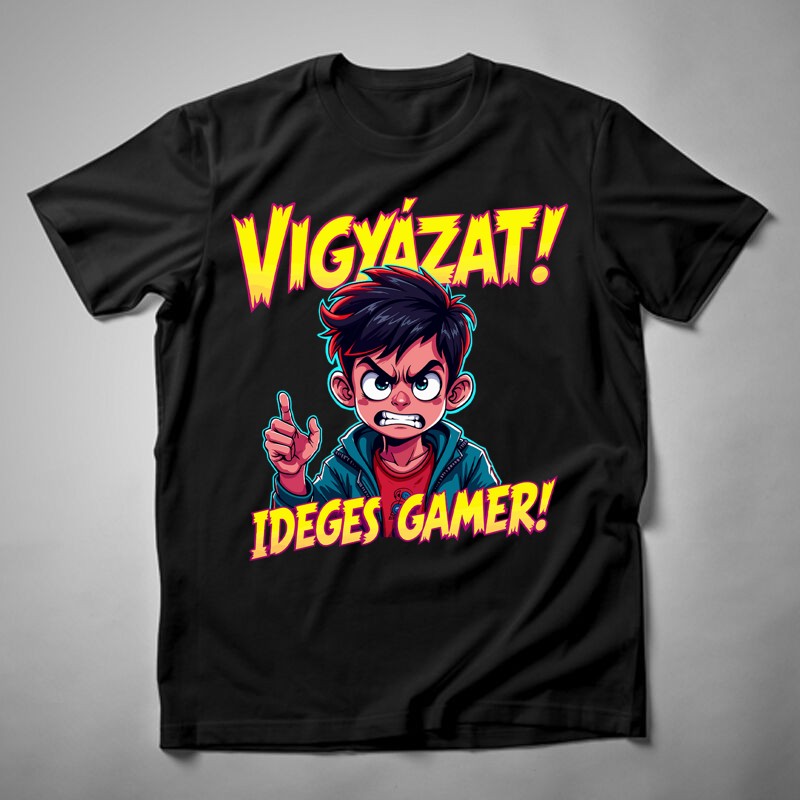 Férfi póló Vigyázat Ideges Gamer