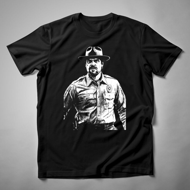Férfi póló Jim Hopper Fekete Fehér